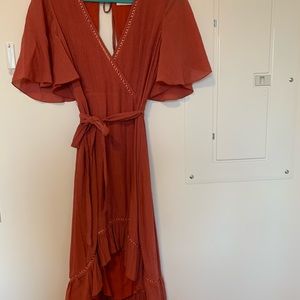 Open back terracotta dress